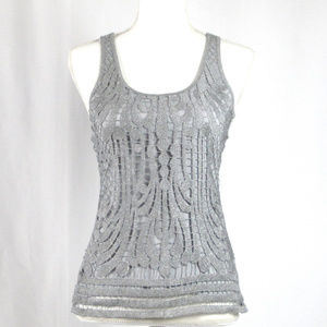 Express sleeveless grey top crochet overlay sz xs